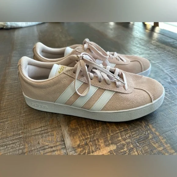 Adidas Women's VL Court 2.0 Suede Size 8 Pink/White Sneaker - Picture 1 of 9